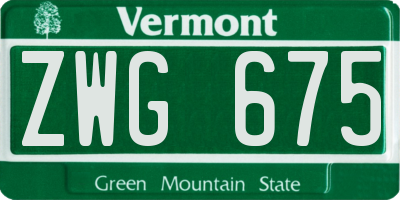 VT license plate ZWG675