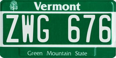 VT license plate ZWG676