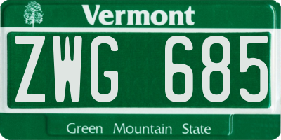 VT license plate ZWG685
