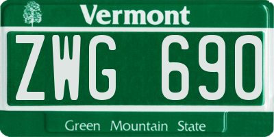VT license plate ZWG690