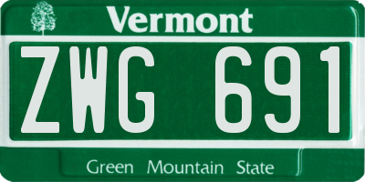 VT license plate ZWG691