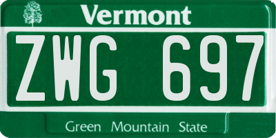 VT license plate ZWG697