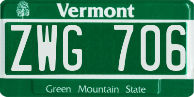 VT license plate ZWG706