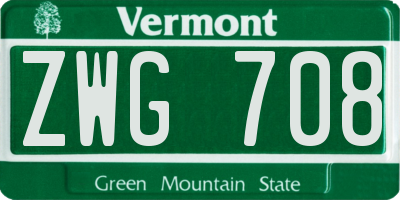 VT license plate ZWG708
