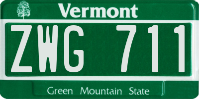VT license plate ZWG711