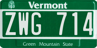 VT license plate ZWG714