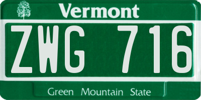 VT license plate ZWG716