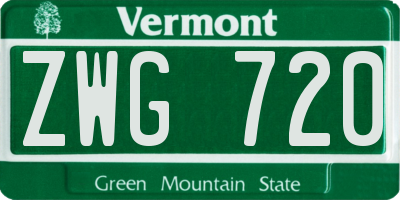 VT license plate ZWG720