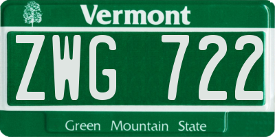 VT license plate ZWG722