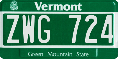 VT license plate ZWG724