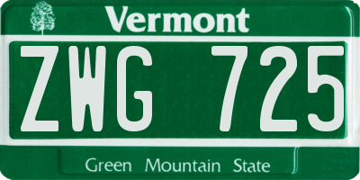 VT license plate ZWG725