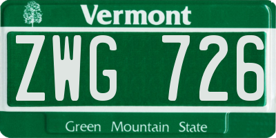 VT license plate ZWG726