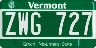 VT license plate ZWG727