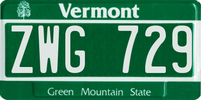 VT license plate ZWG729