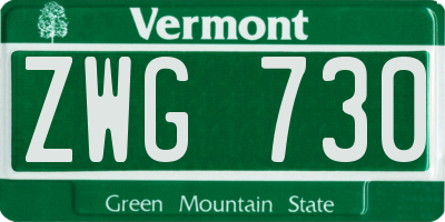 VT license plate ZWG730