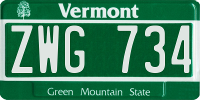VT license plate ZWG734