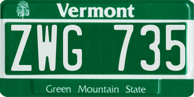 VT license plate ZWG735