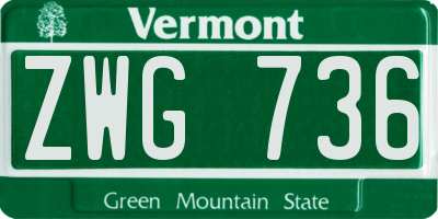 VT license plate ZWG736