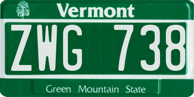 VT license plate ZWG738