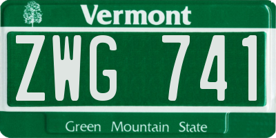VT license plate ZWG741