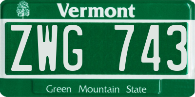 VT license plate ZWG743