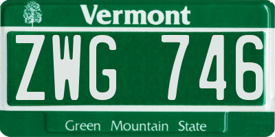 VT license plate ZWG746