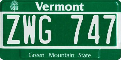 VT license plate ZWG747