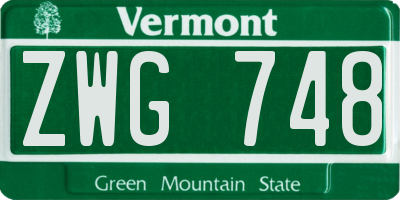 VT license plate ZWG748