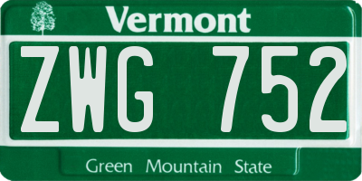 VT license plate ZWG752