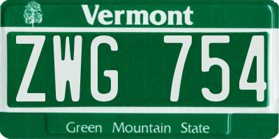 VT license plate ZWG754
