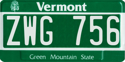 VT license plate ZWG756