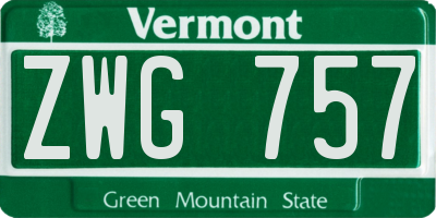 VT license plate ZWG757