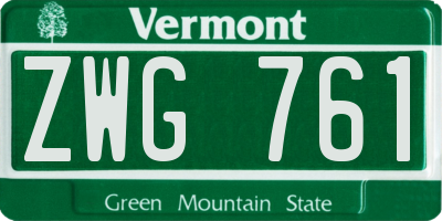 VT license plate ZWG761