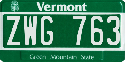 VT license plate ZWG763