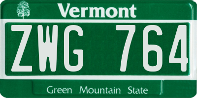 VT license plate ZWG764