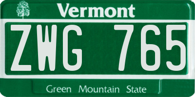 VT license plate ZWG765