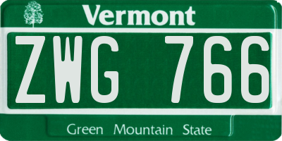 VT license plate ZWG766