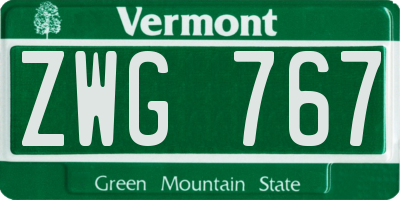 VT license plate ZWG767