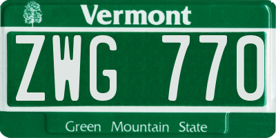 VT license plate ZWG770