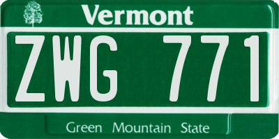 VT license plate ZWG771