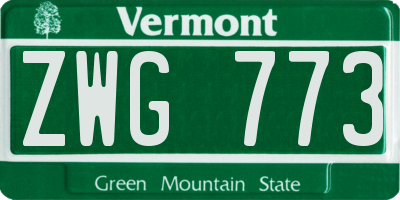 VT license plate ZWG773