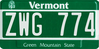 VT license plate ZWG774