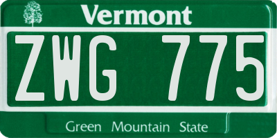 VT license plate ZWG775