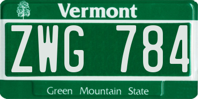 VT license plate ZWG784