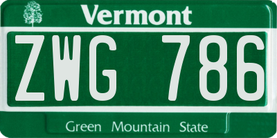 VT license plate ZWG786