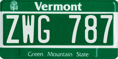 VT license plate ZWG787