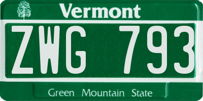 VT license plate ZWG793