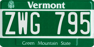 VT license plate ZWG795