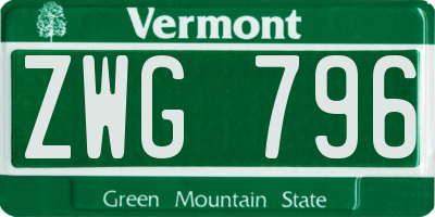 VT license plate ZWG796