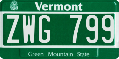 VT license plate ZWG799